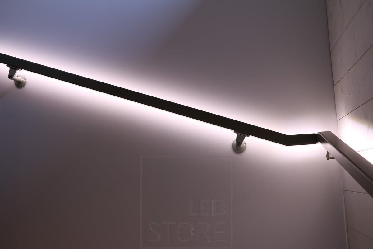 In a balustrade, the light is directed towards the wall, illuminating with indirect, soft light.